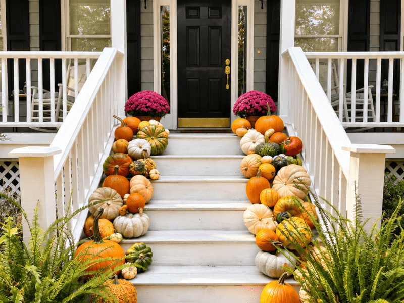 Front porch pumpkin display