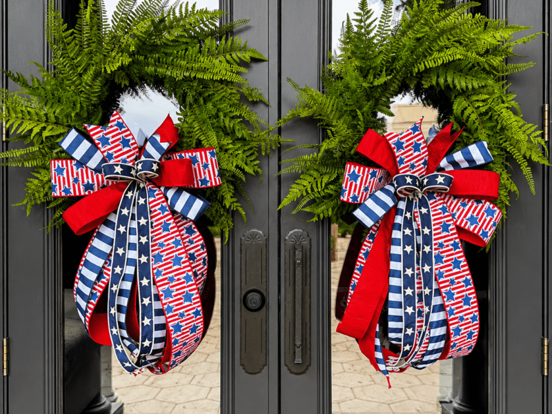 Real-touch Fern Wreaths w/ oversized bows